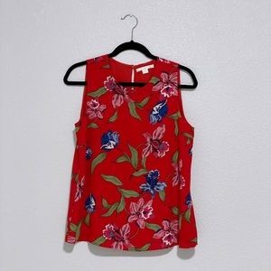 Women’s Red Floral Printed Tank Top